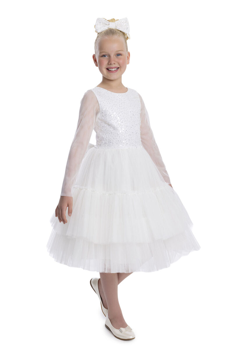 Ecru Knee-Length Girl's Dress 8-12 AGE 34040PR - 3
