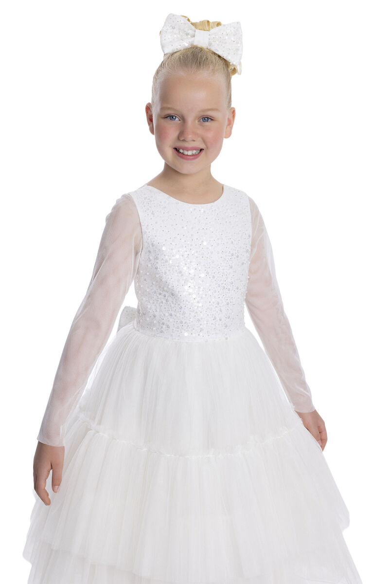 Ecru Knee-Length Girl's Dress 8-12 AGE 34040PR - 4