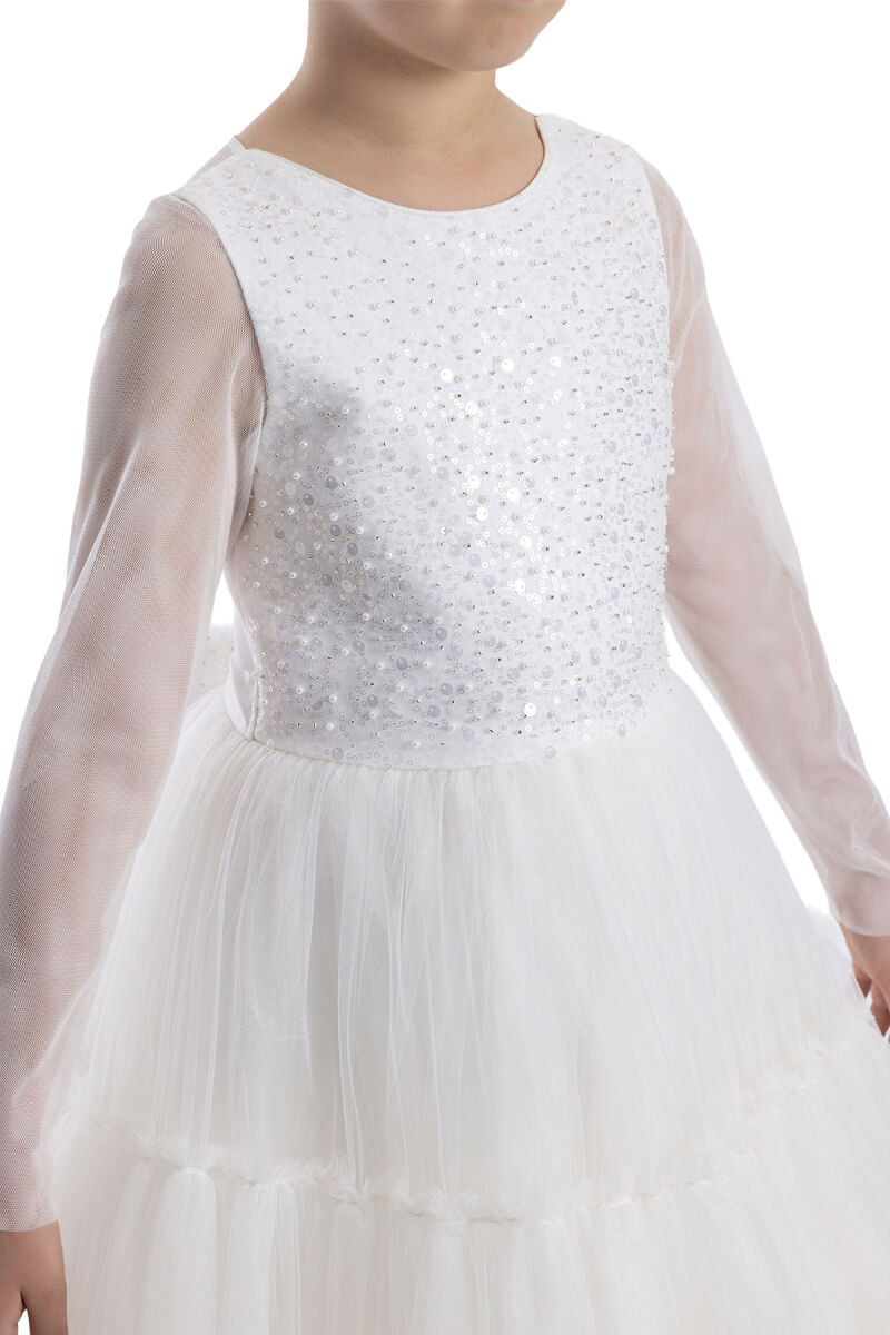 Ecru Knee-Length Girl's Dress 8-12 AGE 34040PR - 8