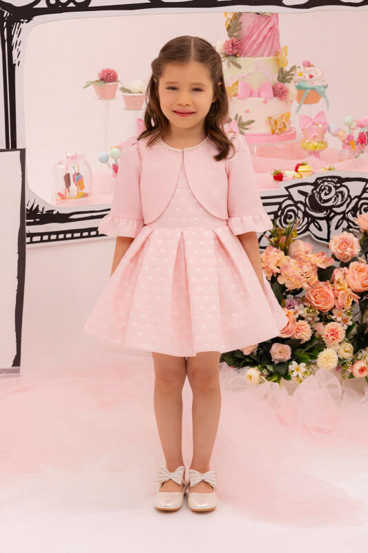 Powder Heart Jacquard Girl Child Bolero Dress 6-24 MONTH 34180PR 