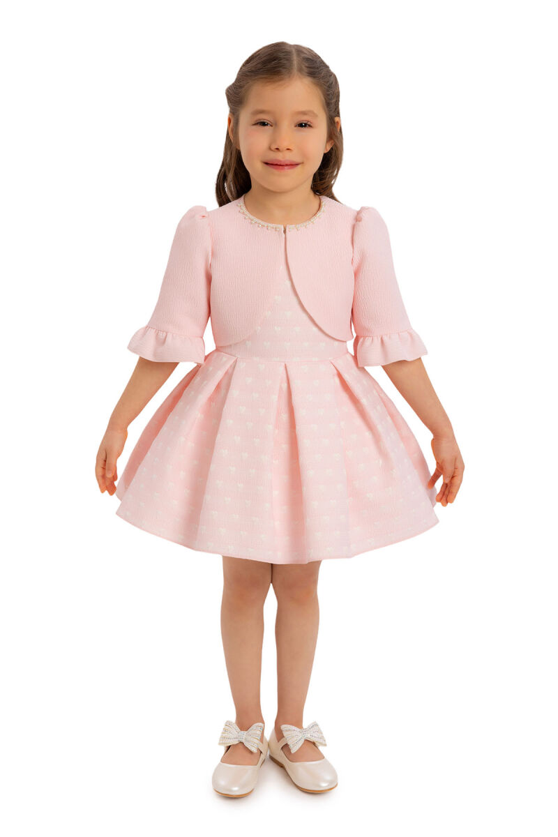 Powder Heart Jacquard Girl Child Bolero Dress 6-24 MONTH 34180PR - 2