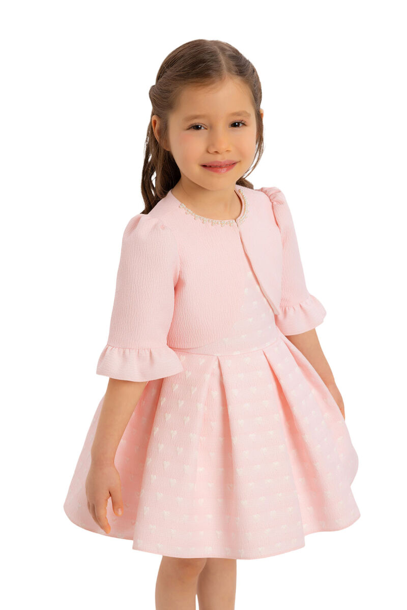 Powder Heart Jacquard Girl Child Bolero Dress 6-24 MONTH 34180PR - 3