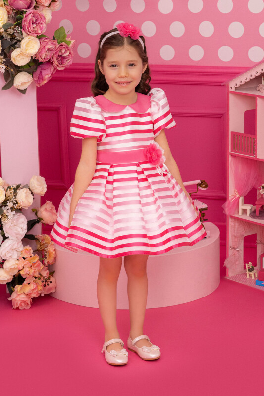 Fuchsia Girls Striped Dress 6-24 MONTH 34317PR - 1