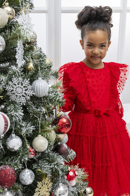 Red Heart-Shaped Girls Dress 3-7 AGE 34161PR - 2
