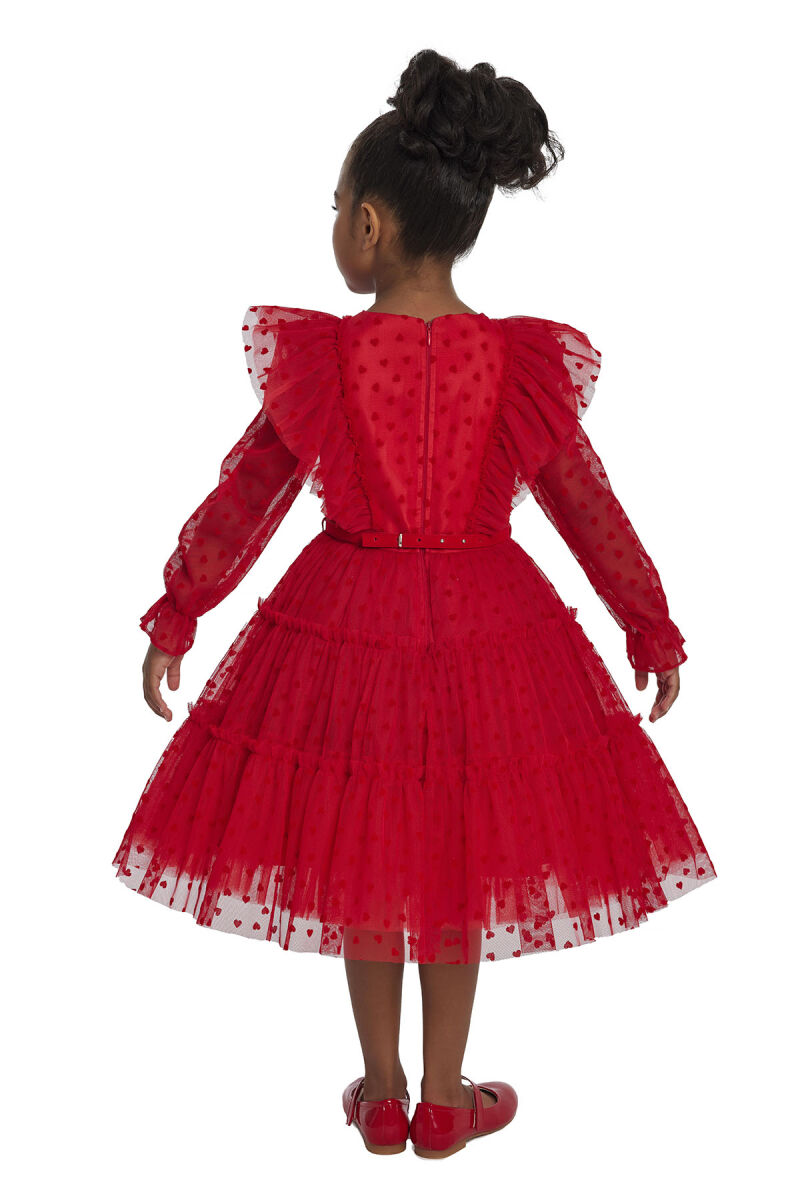 Red Heart-Shaped Girls Dress 3-7 AGE 34161PR - 8