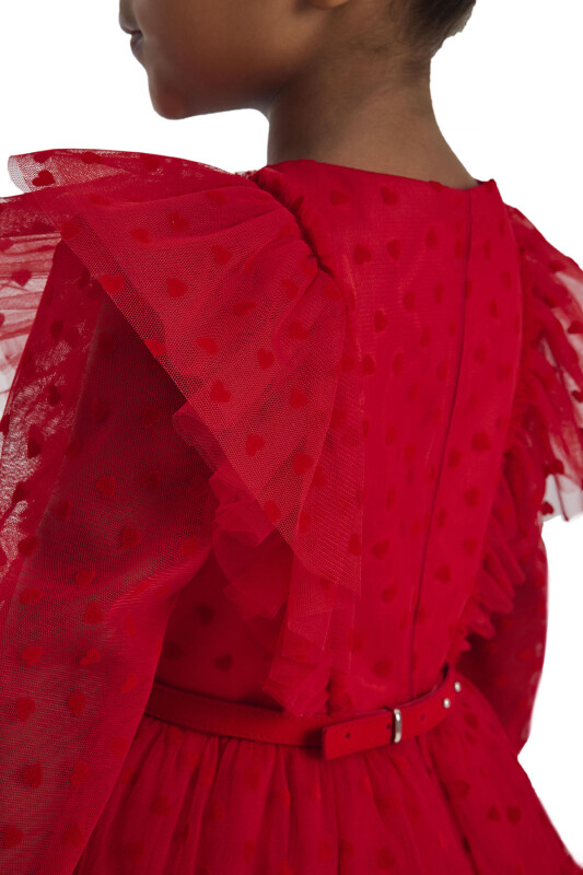 Red Heart-Shaped Girls Dress 3-7 AGE 34161PR - 9