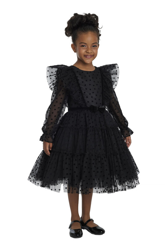 Black Heart-Shaped Girls Dress 3-7 AGE 34161PR - 5