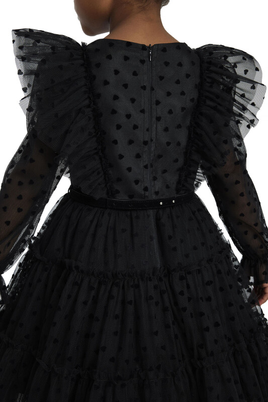 Black Heart-Shaped Girls Dress 3-7 AGE 34161PR - 7