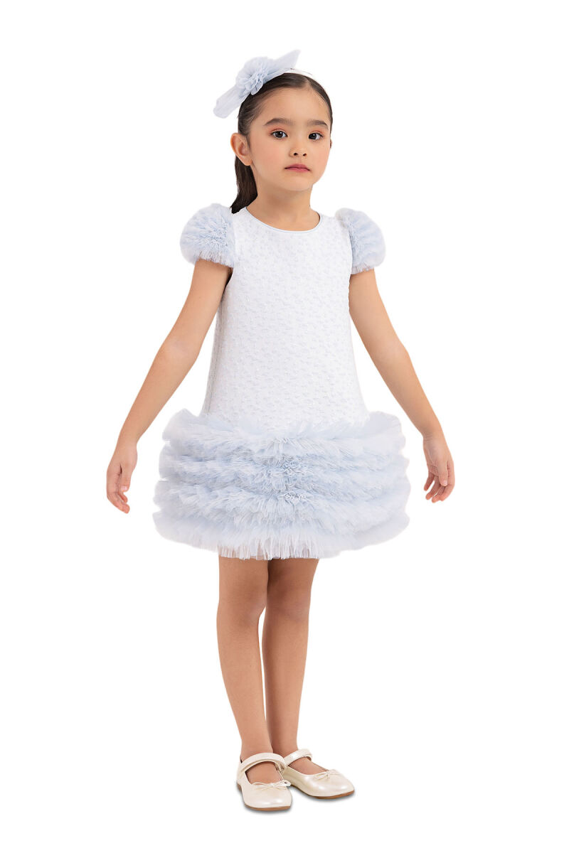 Blue Ruffle-Sleeved, Dress for Girls 2-6 AGE 33344PR - 2