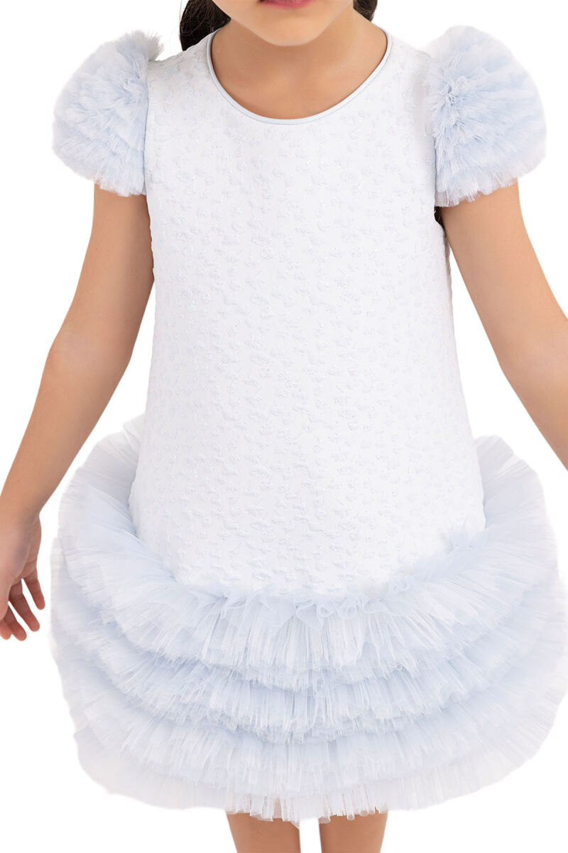Blue Ruffle-Sleeved, Dress for Girls 2-6 AGE 33344PR - 5