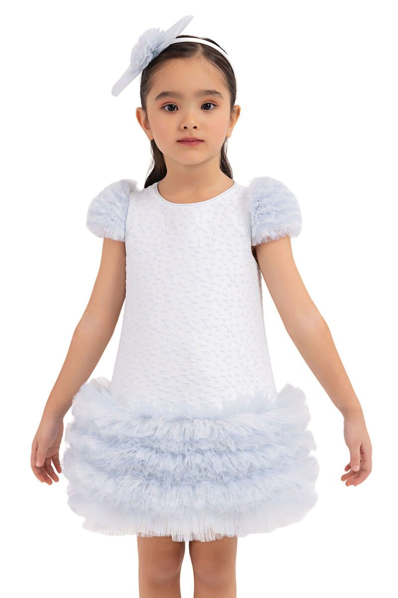 Blue Ruffle-Sleeved, Dress for Girls 2-6 AGE 33344PR - 6