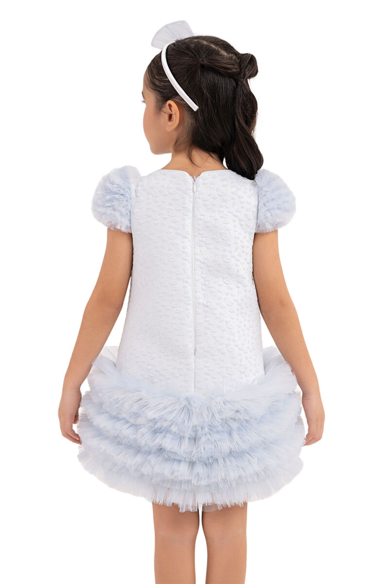 Blue Ruffle-Sleeved, Dress for Girls 2-6 AGE 33344PR - 7