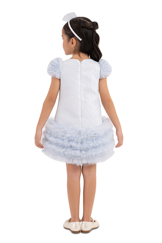 Blue Ruffle-Sleeved, Dress for Girls 2-6 AGE 33344PR - 8