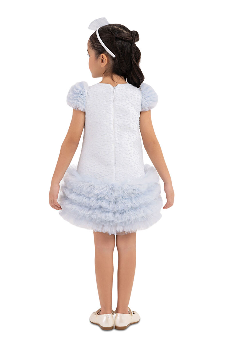 Blue Ruffle-Sleeved, Dress for Girls 2-6 AGE 33344PR - 8