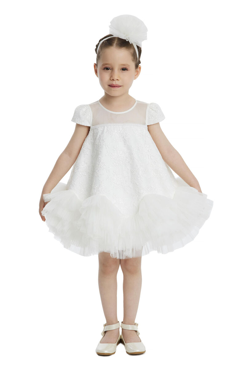 Ecru A-line Lace Girls Dress 6-24 MONTH 34110PR - 1