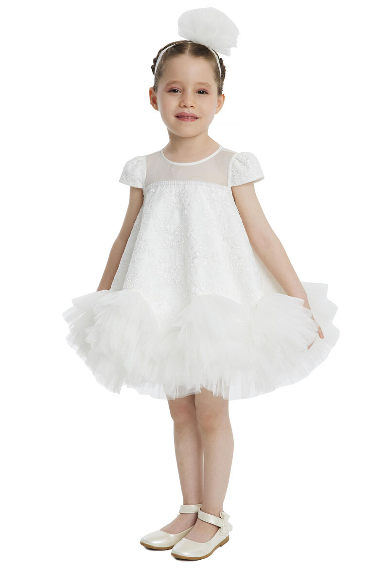Ecru A-line Lace Girls Dress 6-24 MONTH 34110PR - 2