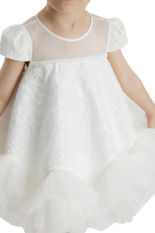 Ecru A-line Lace Girls Dress 6-24 MONTH 34110PR - 4