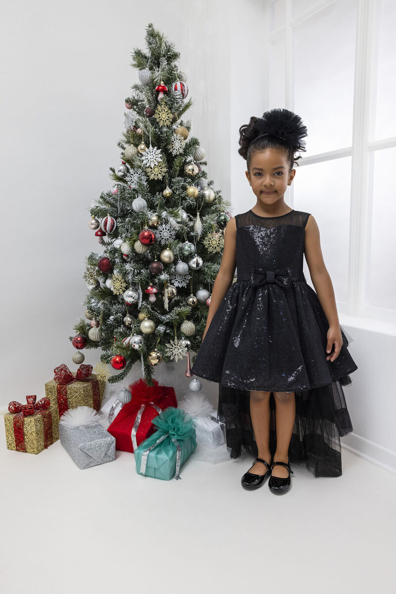 Black Heart Neckline Girl Child Dress 3-7 AGE 34147PR - 1