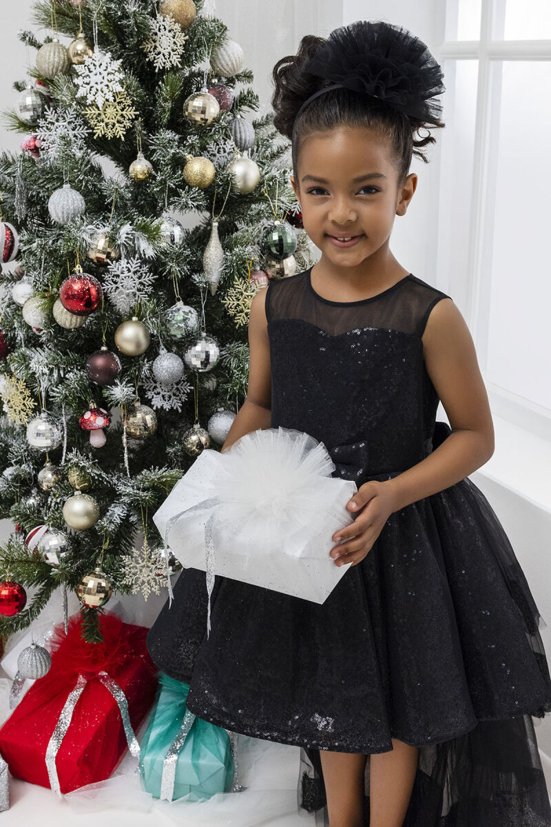 Black Heart Neckline Girl Child Dress 3-7 AGE 34147PR - 2