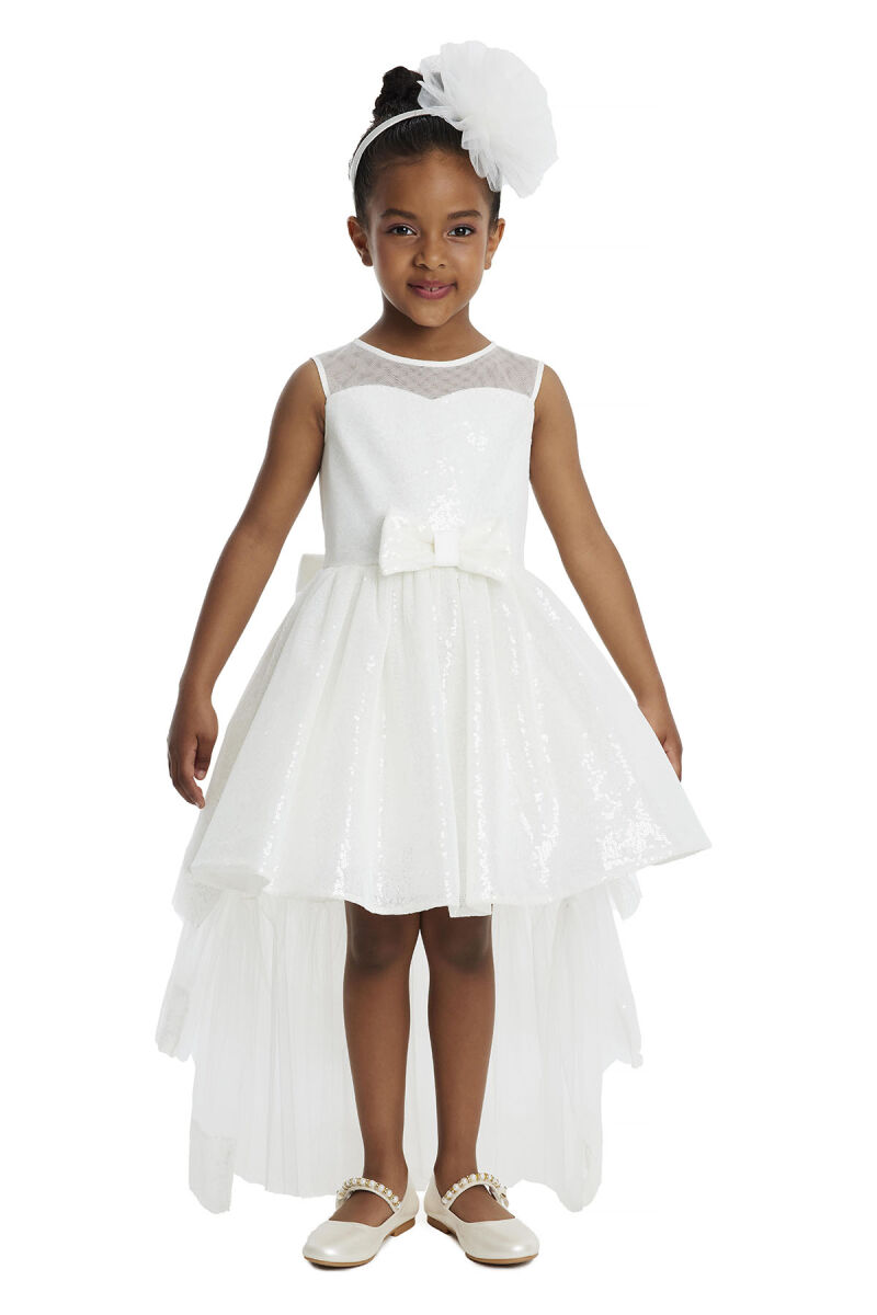 Ecru Heart Neckline Girl Child Dress 3-7 AGE 34147PR - 1
