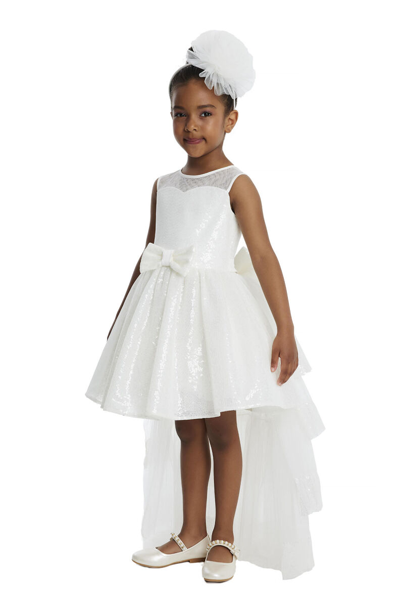 Ecru Heart Neckline Girl Child Dress 3-7 AGE 34147PR - 2