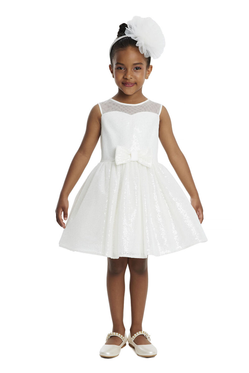 Ecru Heart Neckline Girl Child Dress 3-7 AGE 34147PR - 3