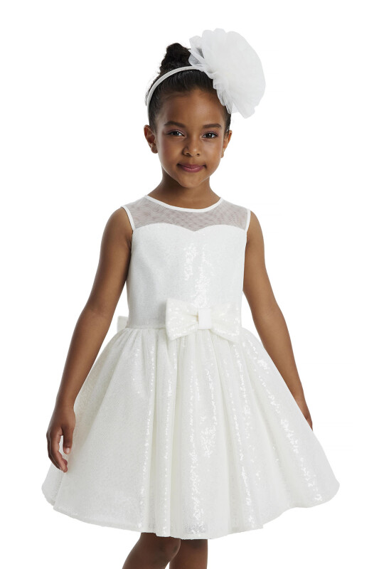 Ecru Heart Neckline Girl Child Dress 3-7 AGE 34147PR - 5
