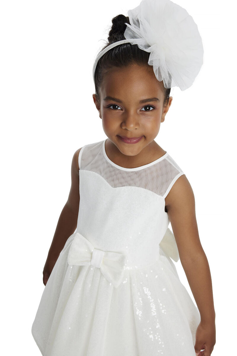 Ecru Heart Neckline Girl Child Dress 3-7 AGE 34147PR - 6