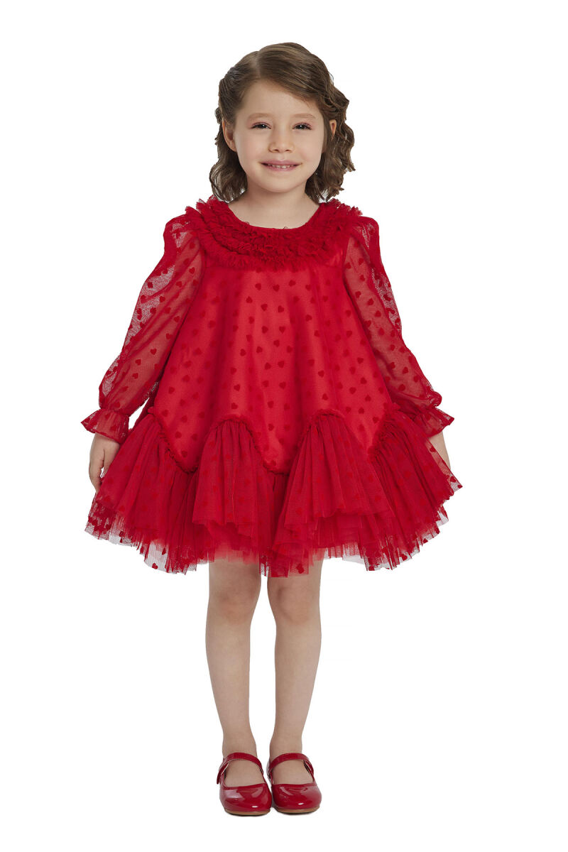 Red Ruffled Girls Dress 6-24 MONTH 34162PR - 3