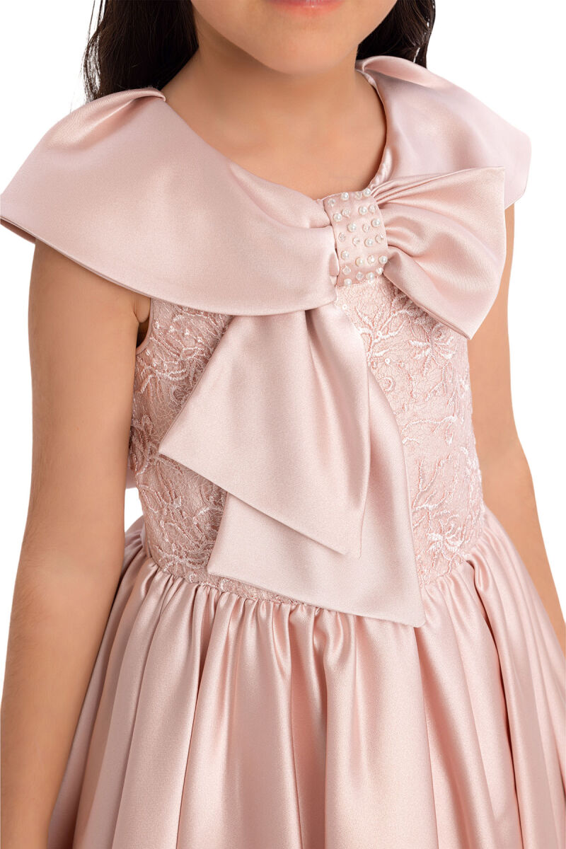 Powder Shawl Collar Girl's Dress 3-7 AGE 34008PR - 4