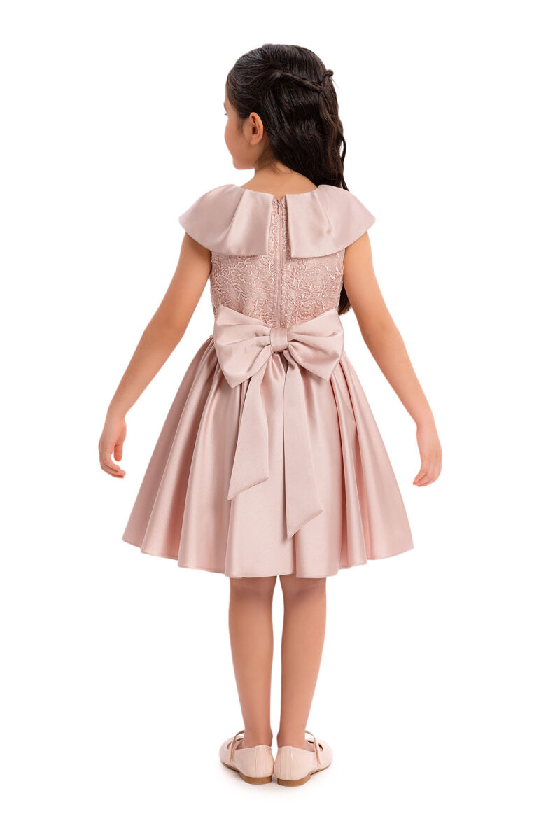Powder Shawl Collar Girl's Dress 3-7 AGE 34008PR - 5