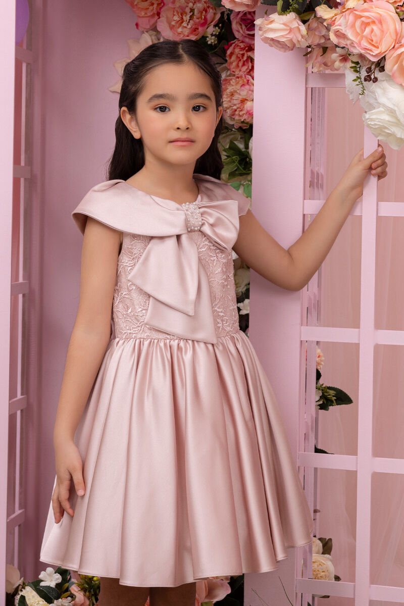 Powder Shawl Collar Girl's Dress 3-7 AGE 34008PR - 6