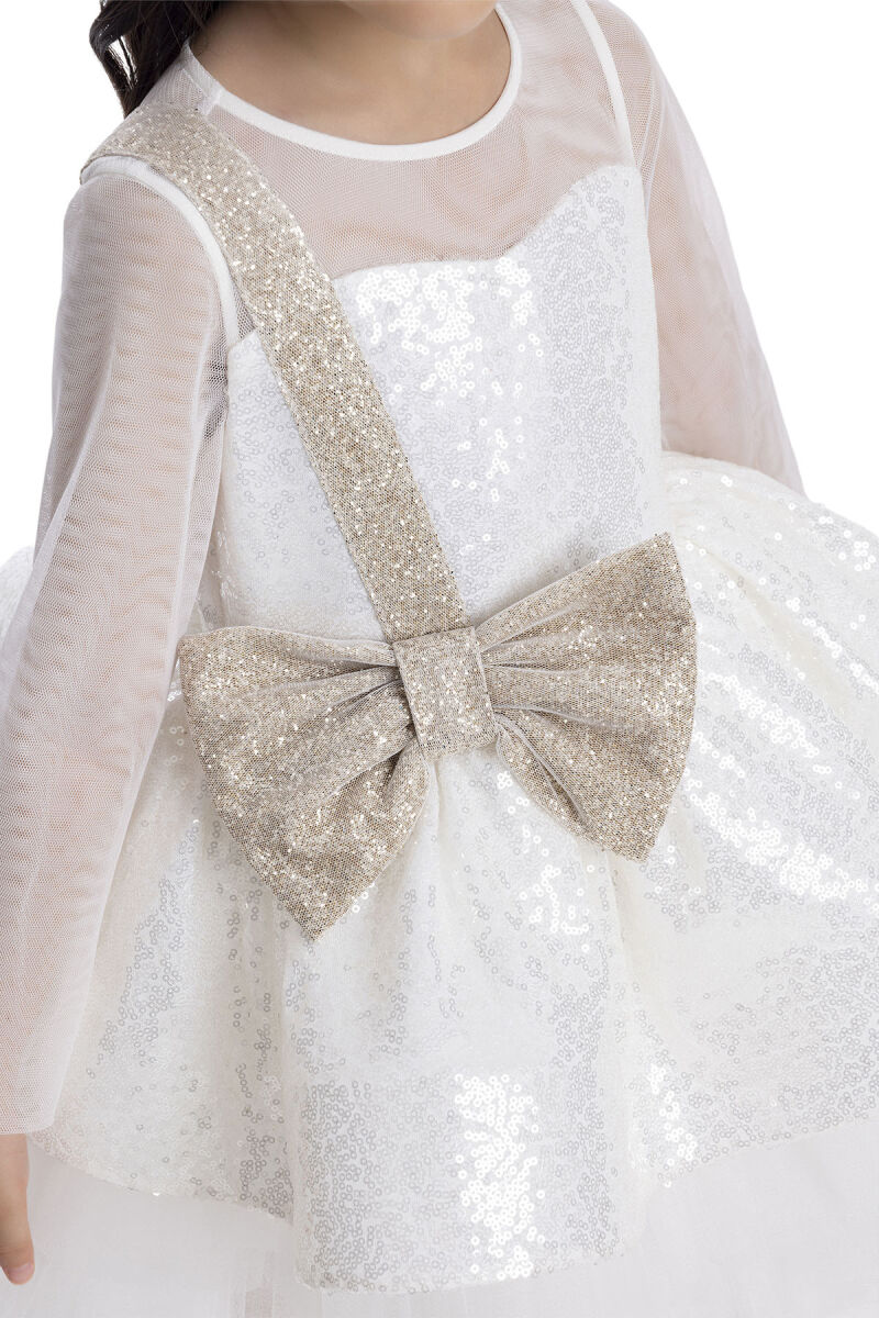 Ecru Sequined Girl's Dress 3-7 AGE 34041PR - 5