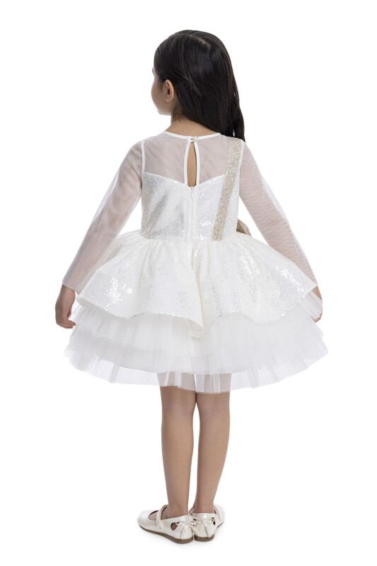 Ecru Sequined Girl's Dress 3-7 AGE 34041PR - 6