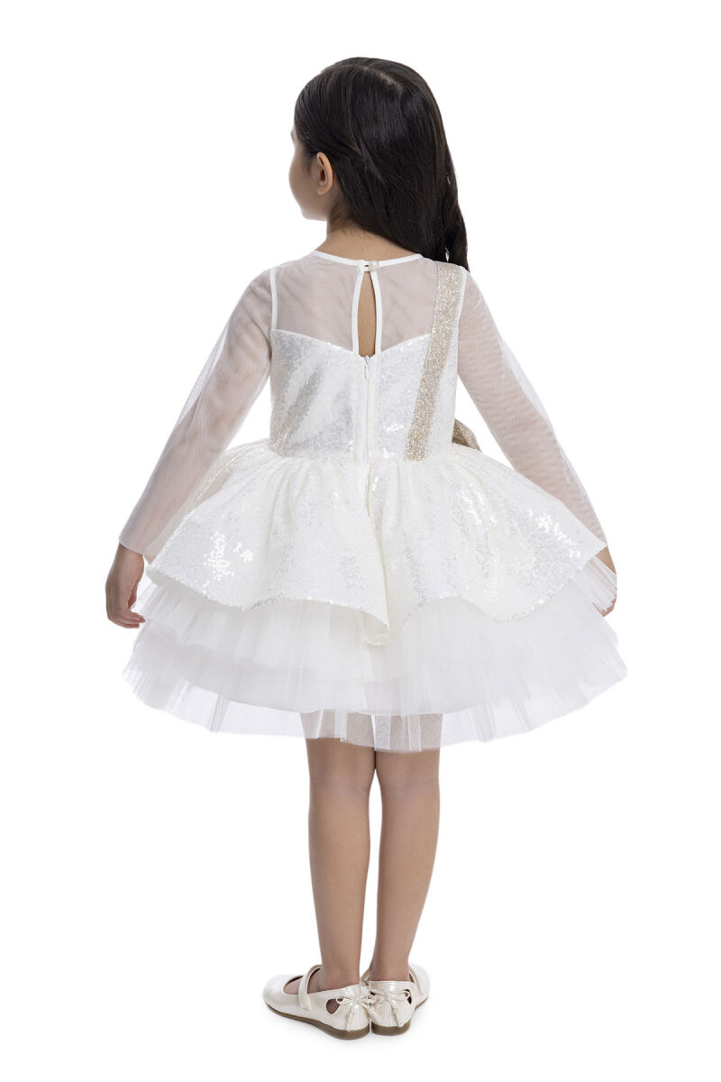 Ecru Sequined Girl's Dress 3-7 AGE 34041PR - 6