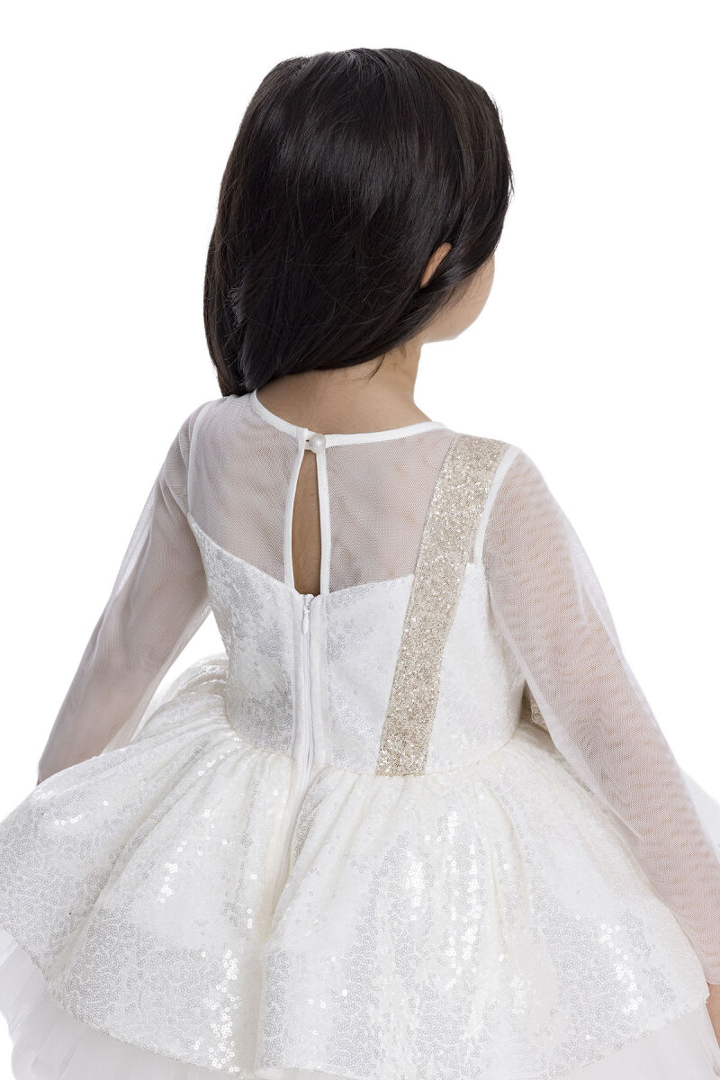 Ecru Sequined Girl's Dress 3-7 AGE 34041PR - 7