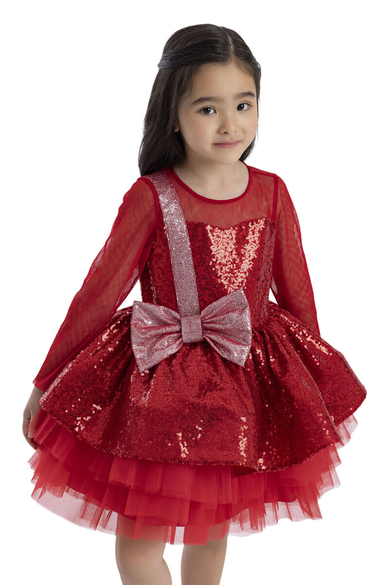 Red Sequined Girl's Dress 3-7 AGE 34041PR - 6