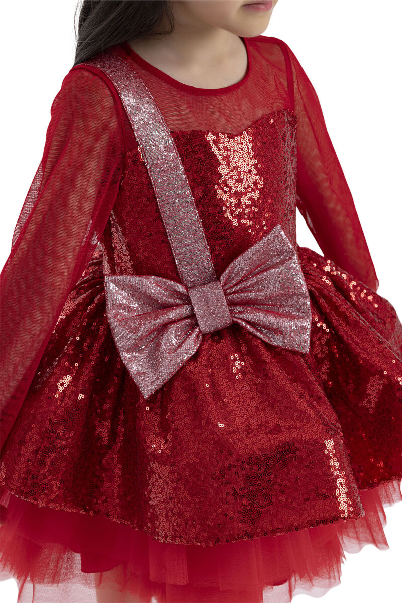 Red Sequined Girl's Dress 3-7 AGE 34041PR - 7