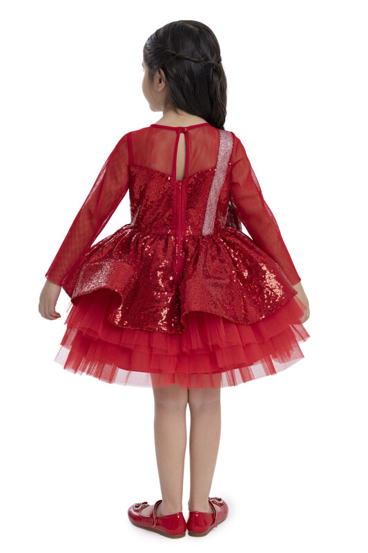 Red Sequined Girl's Dress 3-7 AGE 34041PR - 8