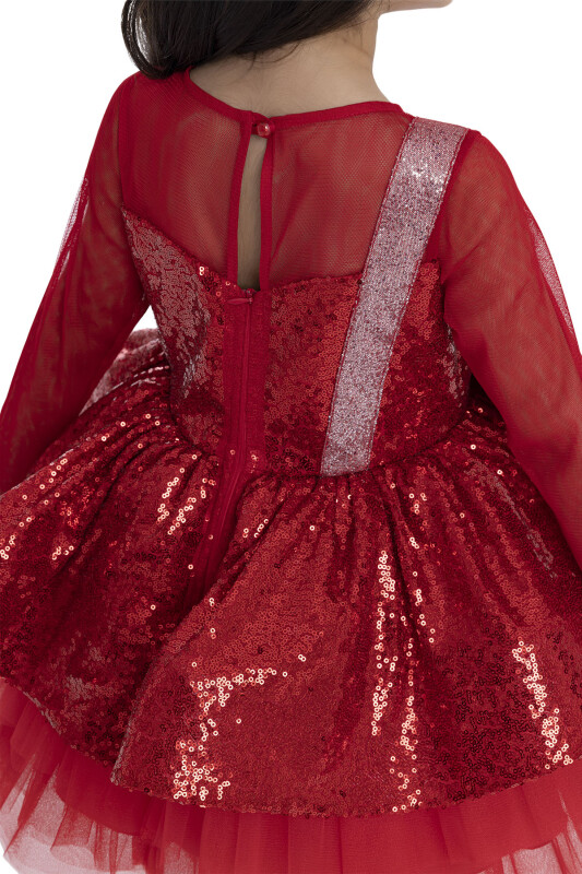 Red Sequined Girl's Dress 3-7 AGE 34041PR - 9