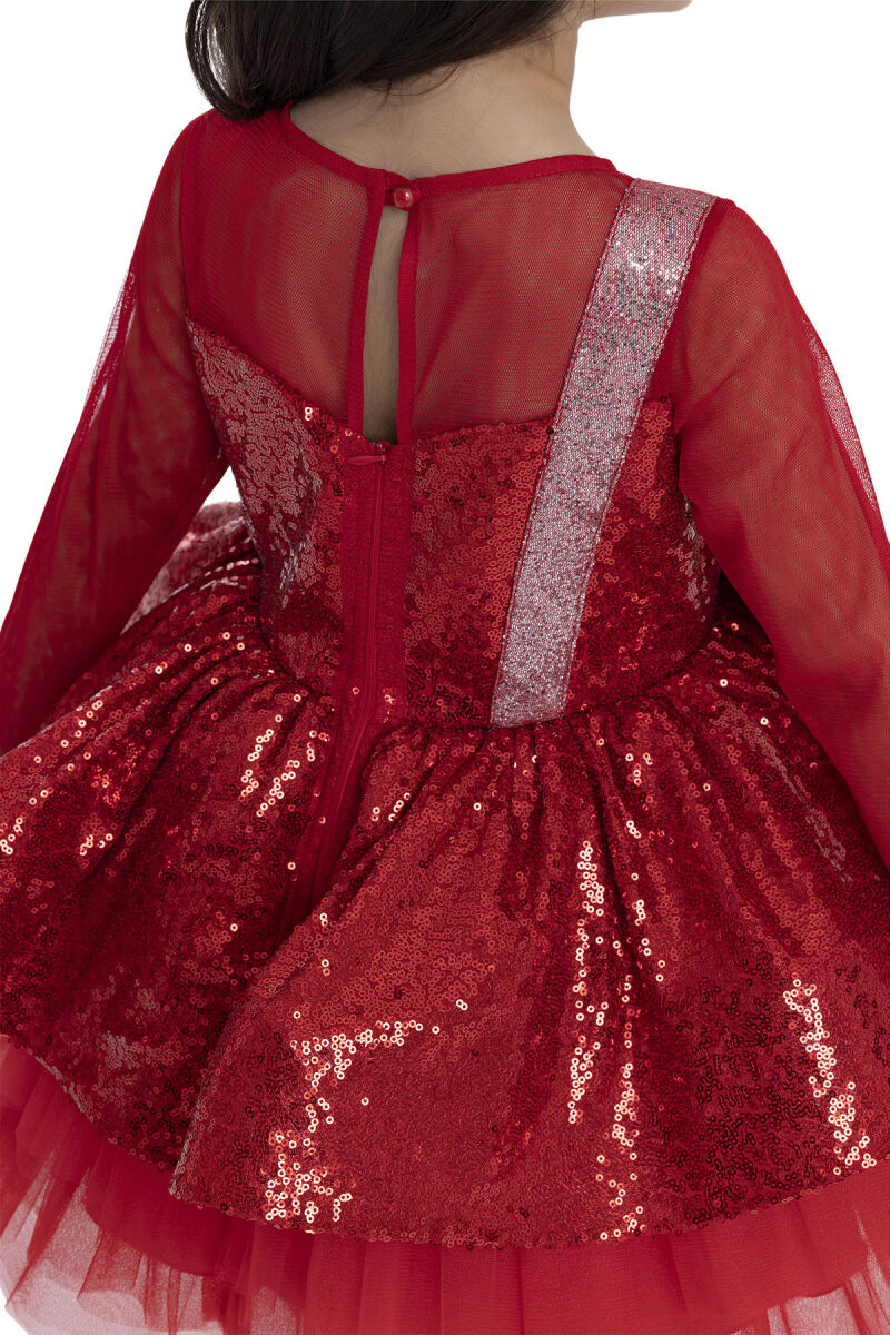 Red Sequined Girl's Dress 3-7 AGE 34041PR - 9