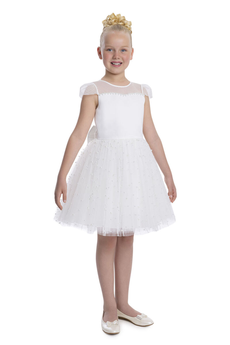 Ecru Heart Neckline Girl's Dress 8-12 AGE 34056PR - 2