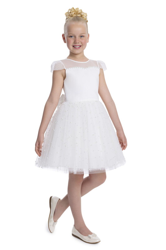 Ecru Heart Neckline Girl's Dress 8-12 AGE 34056PR - 3