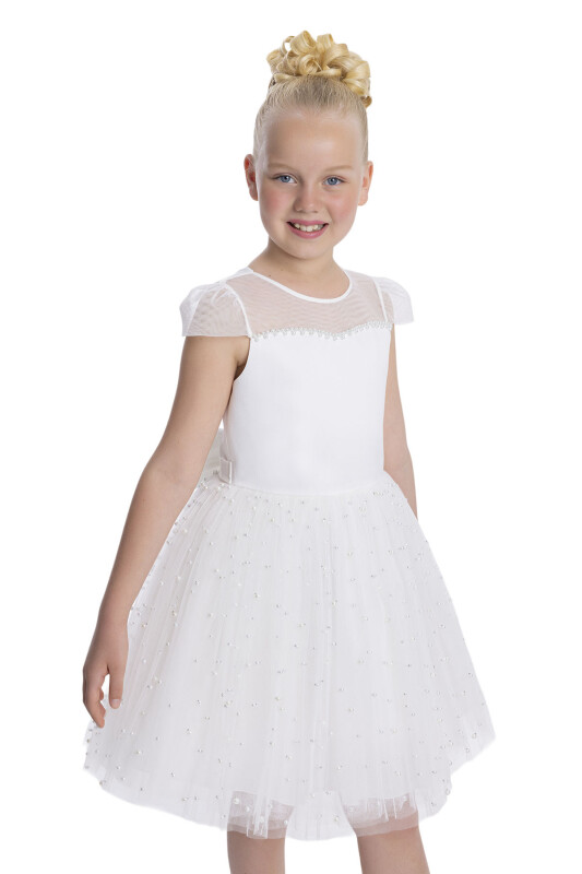 Ecru Heart Neckline Girl's Dress 8-12 AGE 34056PR - 4