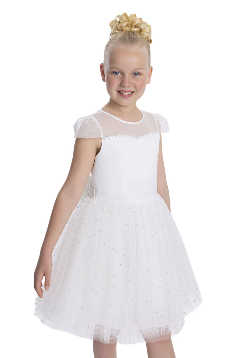 Ecru Heart Neckline Girl's Dress 8-12 AGE 34056PR - 4