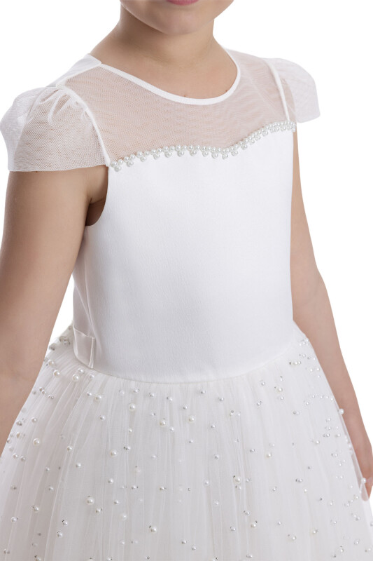 Ecru Heart Neckline Girl's Dress 8-12 AGE 34056PR - 5