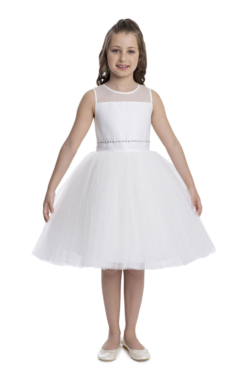 Ecru Sleeveless Cut Girl's Dress 8-12 AGE 34057PR - 1