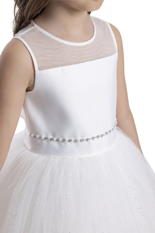 Ecru Sleeveless Cut Girl's Dress 8-12 AGE 34057PR - 4