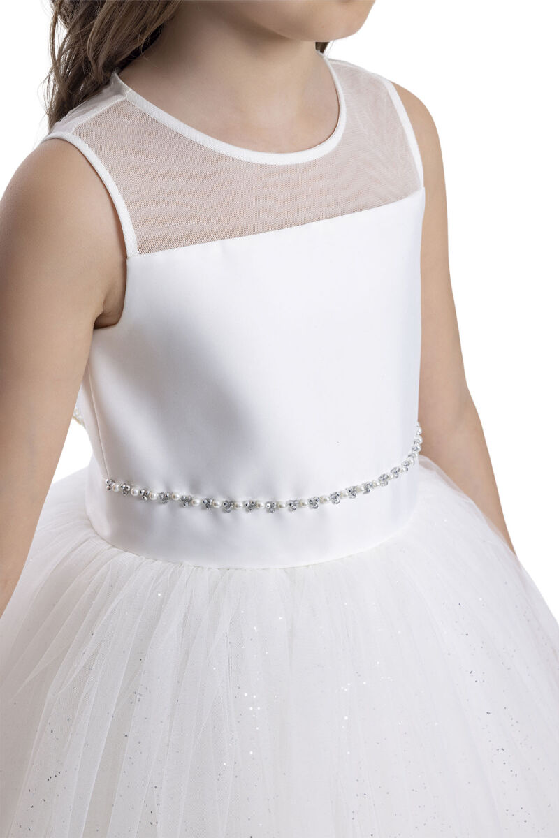 Ecru Sleeveless Cut Girl's Dress 8-12 AGE 34057PR - 4