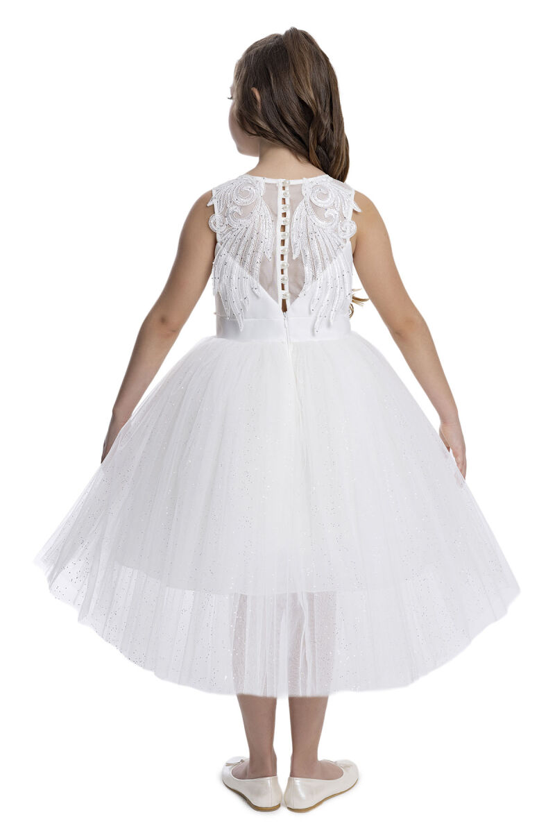 Ecru Sleeveless Cut Girl's Dress 8-12 AGE 34057PR - 5